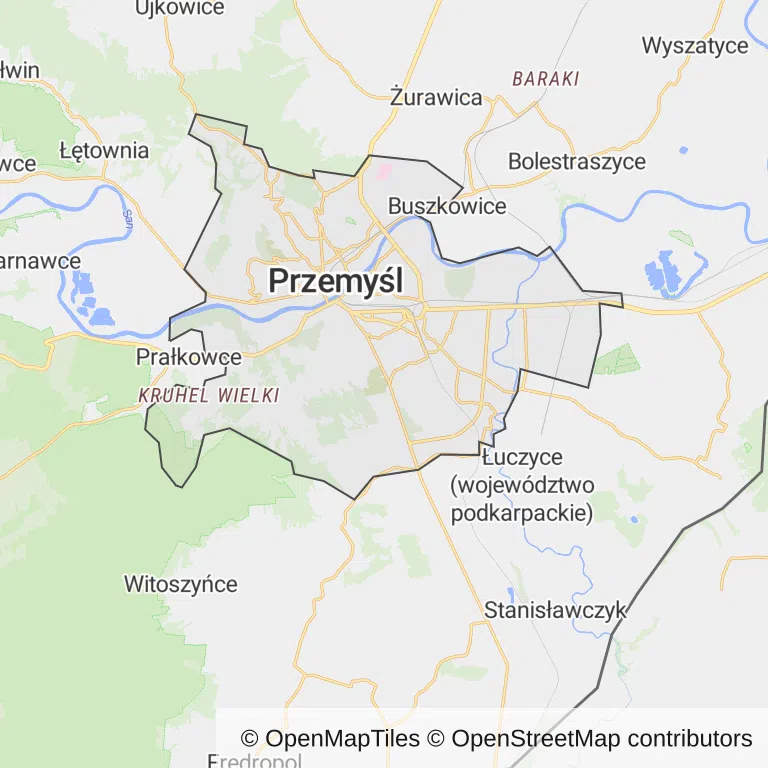 Mapa z zaznaczonym Przemyślu