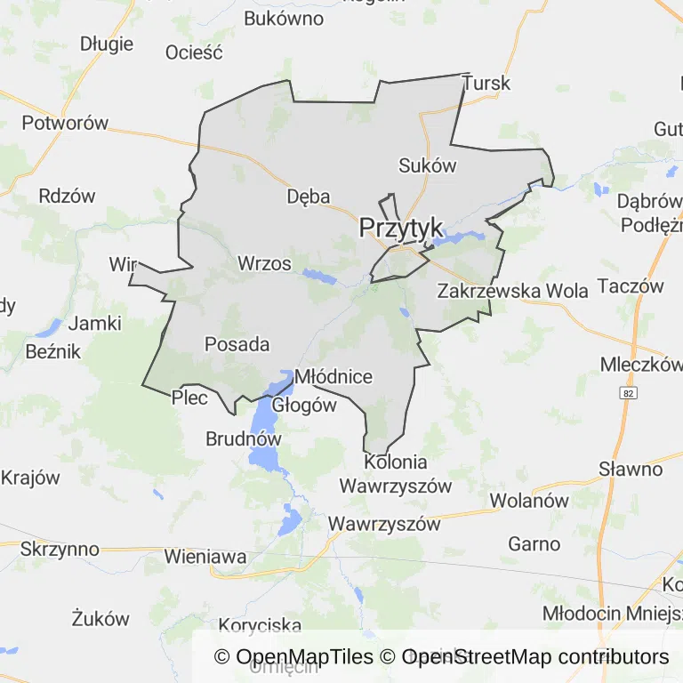 Mapa z zaznaczonym Przytykiem