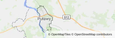 Mapa z zaznaczonym Puławami