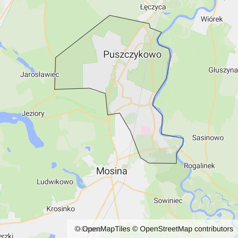 Mapa z zaznaczonym Puszczykowem