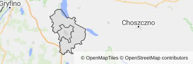 Mapa z zaznaczonymi Pyrzycami