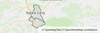 Mapa z zaznaczonym Rabce-Zdroju