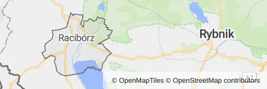 Mapa z zaznaczonym Raciborzem
