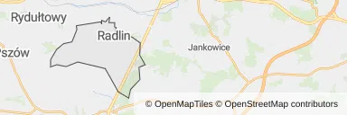 Mapa z zaznaczonym Radlinem