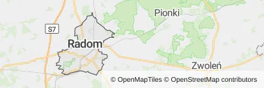 Mapa z zaznaczonym Radomiem