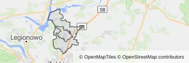 Mapa z zaznaczonym Radzyminem