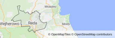 Mapa z zaznaczoną Redzem