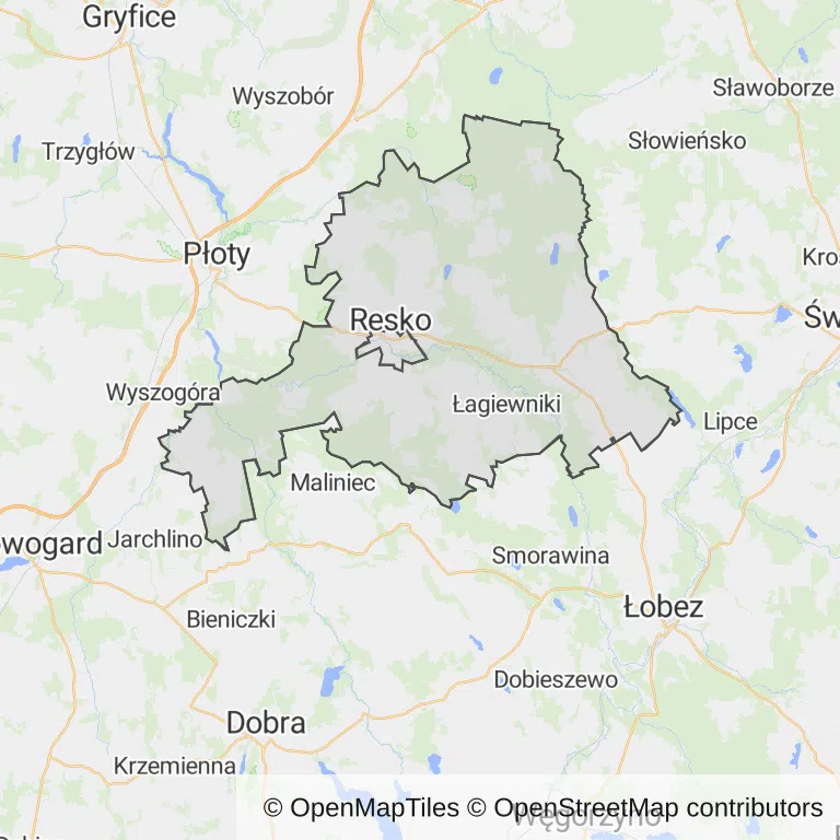 Mapa z zaznaczonym Reskiem