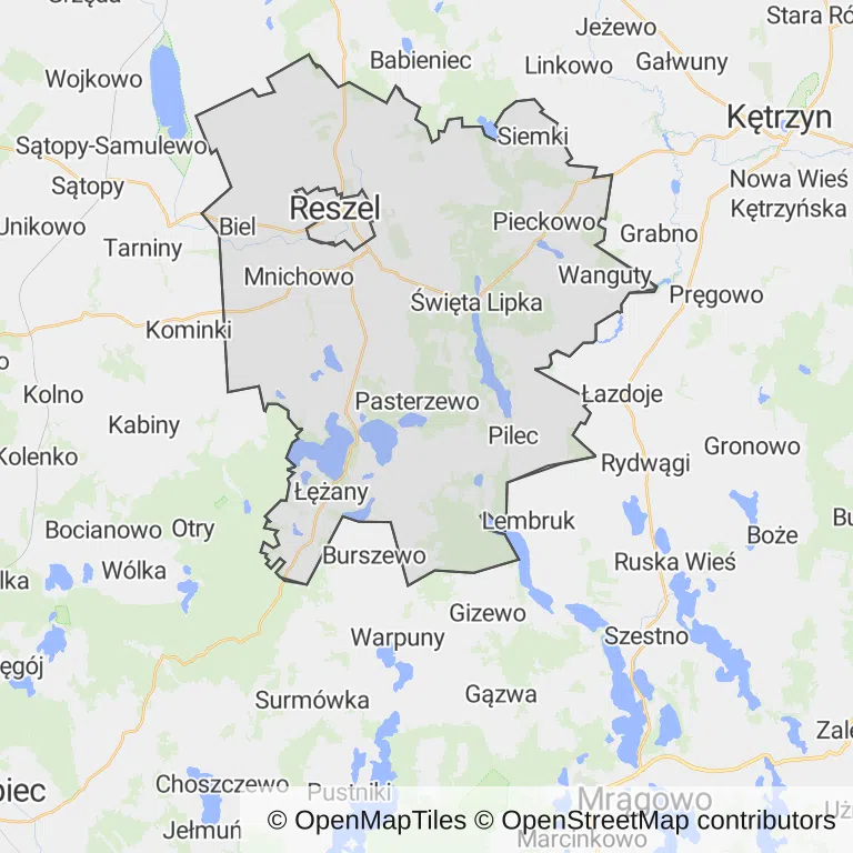 Mapa z zaznaczonym Reszlu