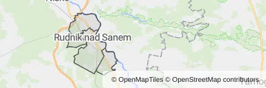 Mapa z zaznaczonym Rudniku nad Sanem