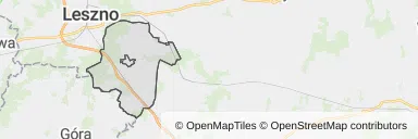 Mapa z zaznaczoną Rydzynem