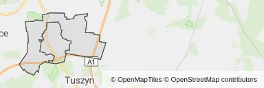 Mapa z zaznaczonym Rzgowem