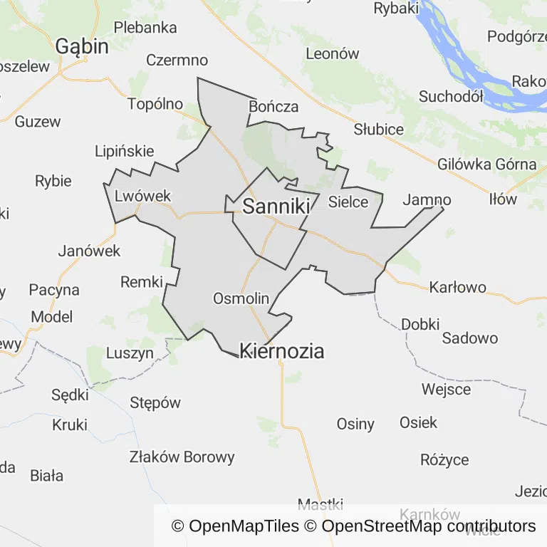Mapa z zaznaczonym Sannikami