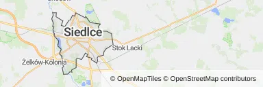 Mapa z zaznaczonymi Siedlcami