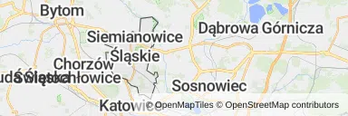 Mapa z zaznaczonym Siemianowicach Śląskich