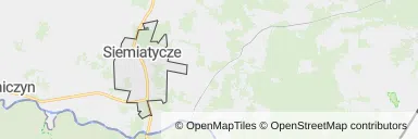 Mapa z zaznaczonym Siemiatyczami