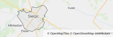 Mapa z zaznaczonym Sierpcu