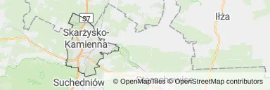 Mapa z zaznaczoną Skarżysku-Kamiennej