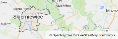 Mapa z zaznaczonymi Skierniewicami