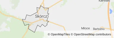 Mapa z zaznaczonym Skórczem