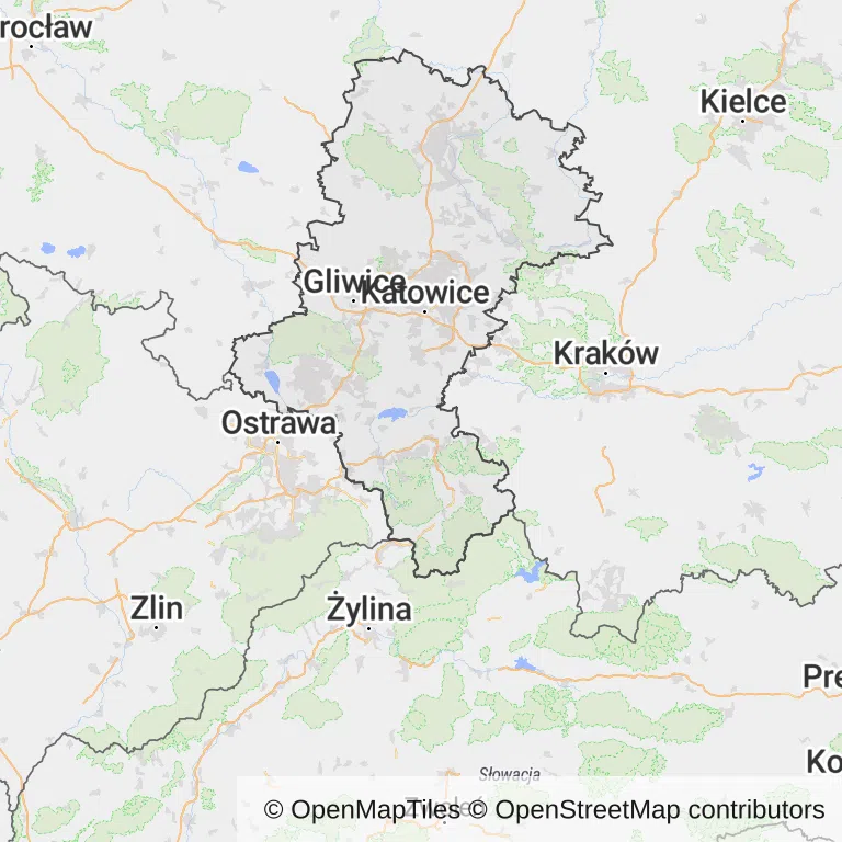 Mapa z zaznaczonym województwem śląskim