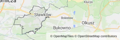 Mapa z zaznaczonym Sławkowem