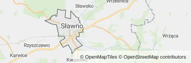 Mapa z zaznaczonym Sławnem
