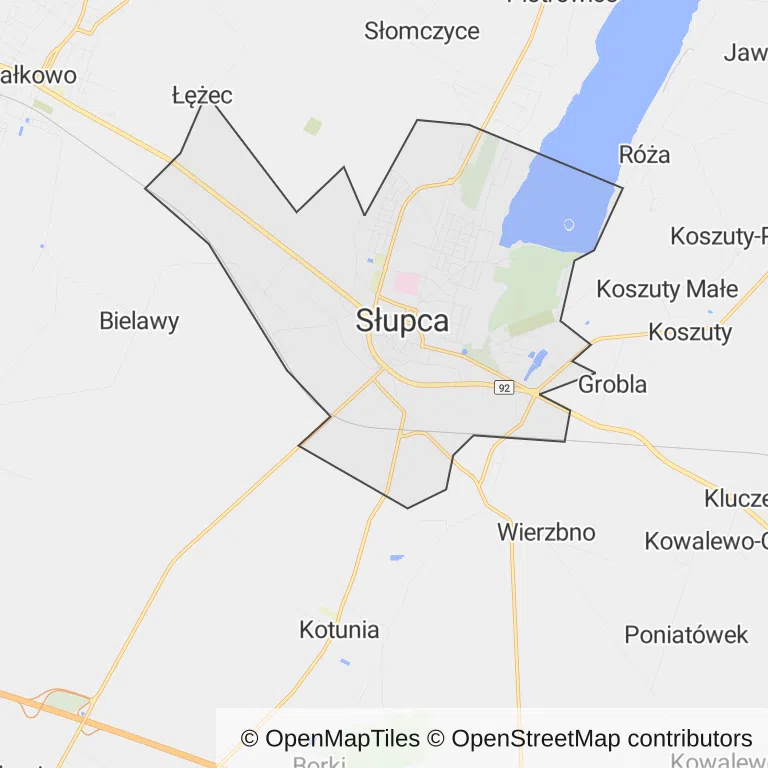 Mapa z zaznaczoną Słupcy