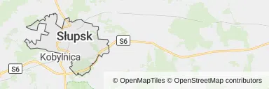 Mapa z zaznaczonym Słupskiem