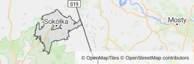 Mapa z zaznaczoną Sokółką