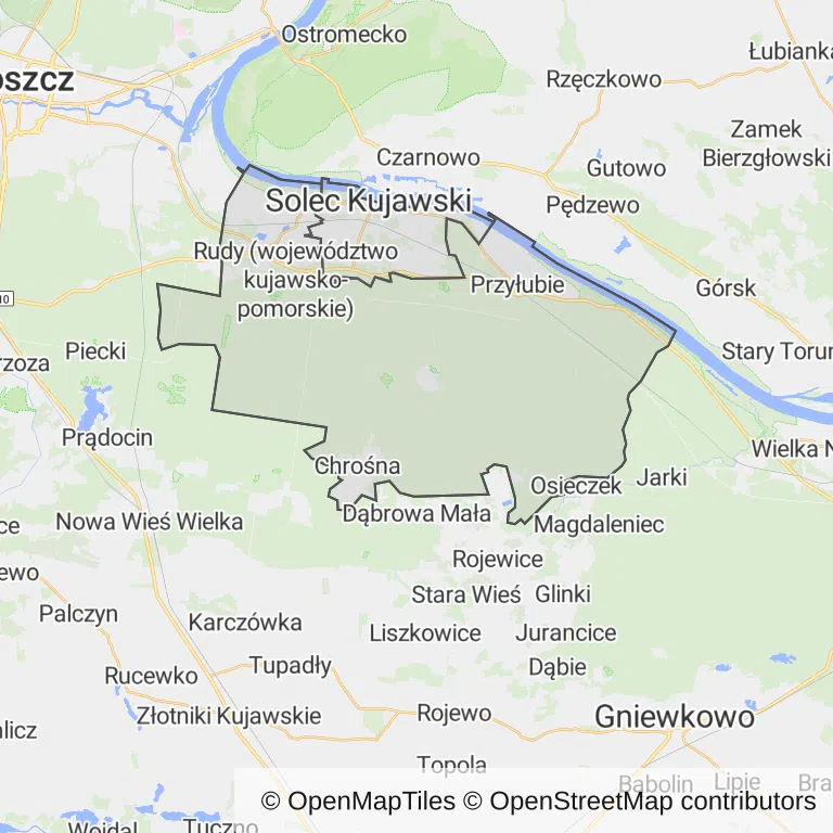 Mapa z zaznaczonym Solcu Kujawskim