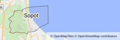 Mapa z zaznaczonym Sopocem