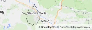 Mapa z zaznaczoną Stalowej Woli
