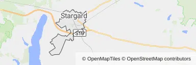 Mapa z zaznaczonym Stargardzem