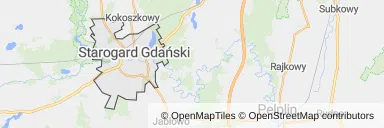 Mapa z zaznaczonym Starogardzie Gdańskim