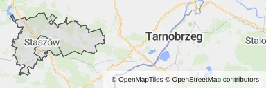 Mapa z zaznaczonym Staszowem