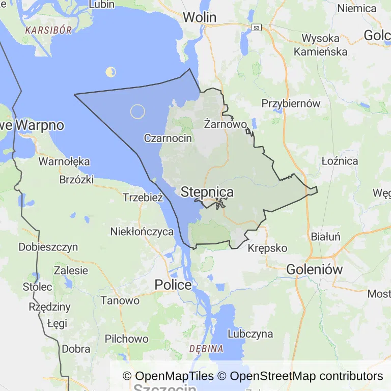 Mapa z zaznaczonym Stepnicy