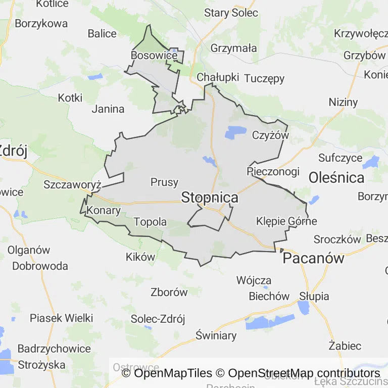 Mapa z zaznaczonym Stopnicy