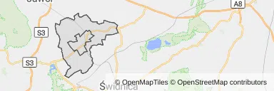 Mapa z zaznaczonym Strzegomiu