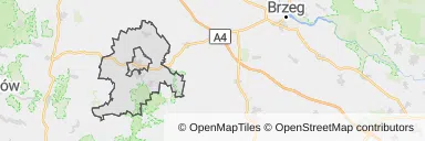 Mapa z zaznaczonym Strzelinem