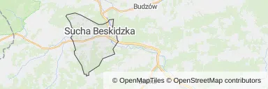 Mapa z zaznaczoną Suchej Beskidzkiej