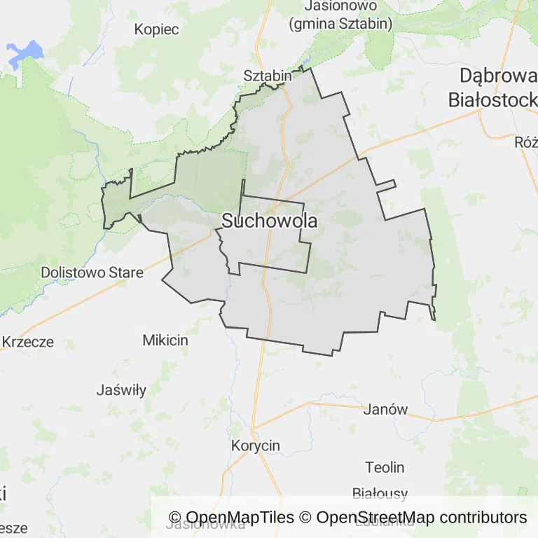 Mapa z zaznaczoną Suchowoli