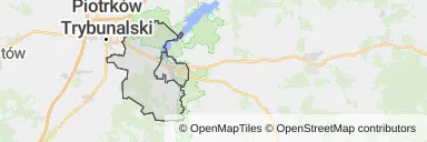 Mapa z zaznaczonym Sulejowem