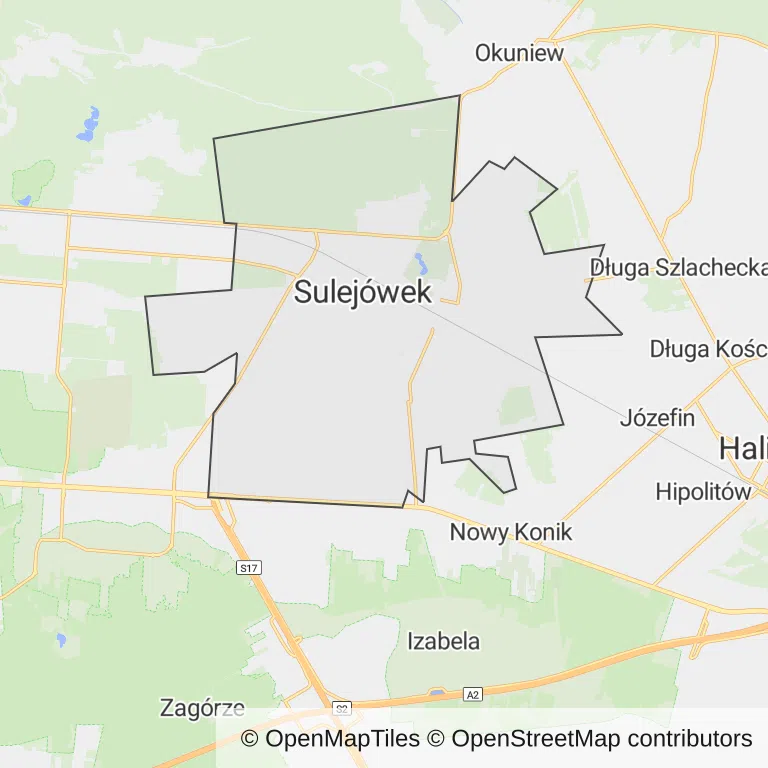 Mapa z zaznaczonym Sulejówkiem