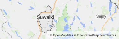 Mapa z zaznaczonym Suwałkami