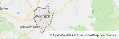Mapa z zaznaczonym Świdnicy