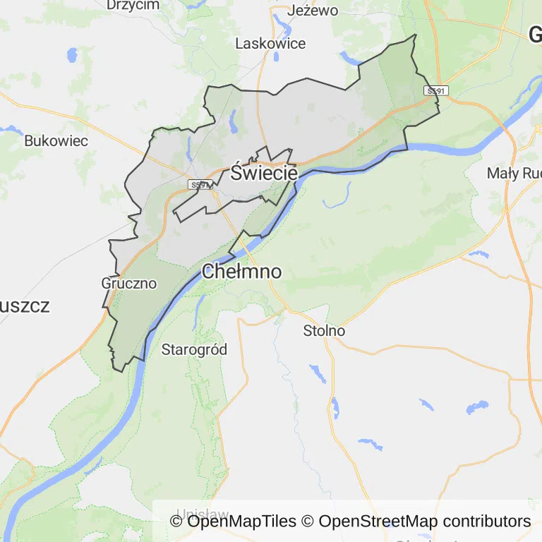 Mapa z zaznaczonym Świeciu