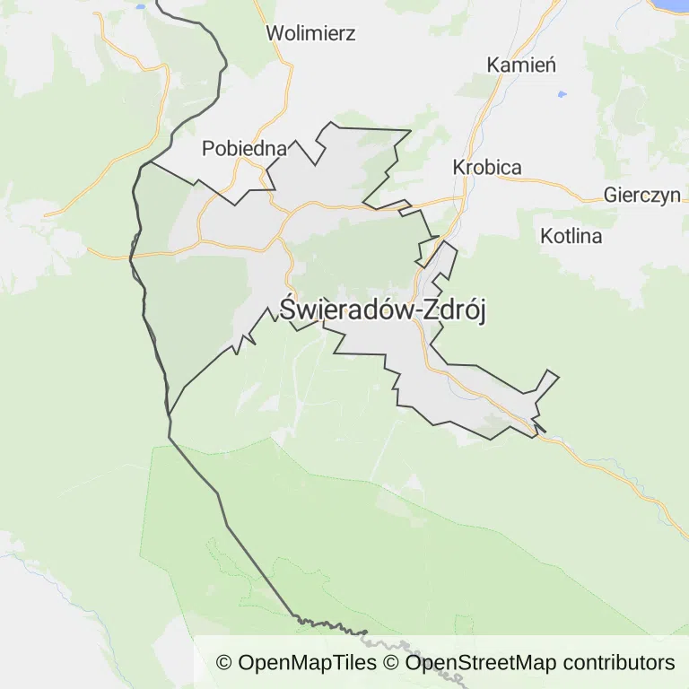 Mapa z zaznaczonym Świeradowie-Zdroju