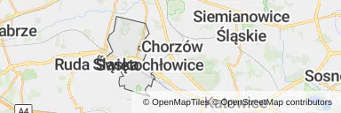 Mapa z zaznaczonymi Świętochłowicami