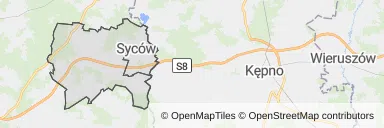 Mapa z zaznaczonym Sycowem